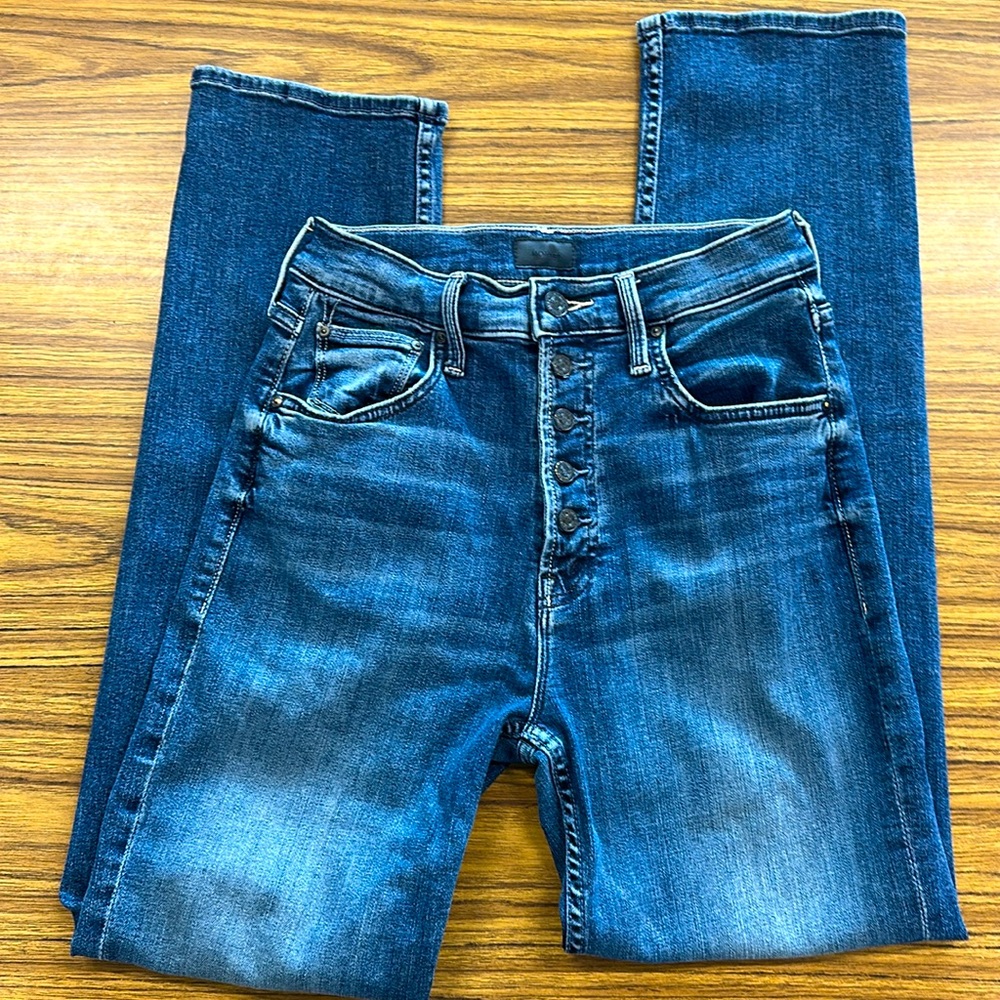 MOTHER The Pixie Tomcat Ankle Jeans Daytime Warrior Blue Wash Size 27